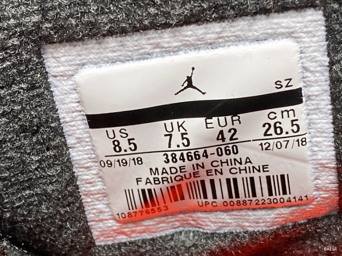 Bmlin Jordan OG Black Infrared 6 Retro Air 384664-060 0723
